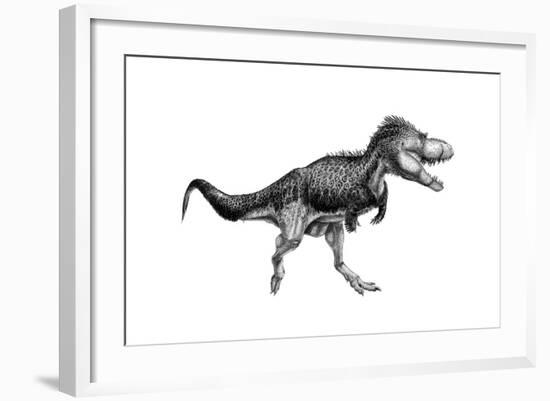 Black Ink Drawing of Albertosaurus Sarcophagus-null-Framed Art Print