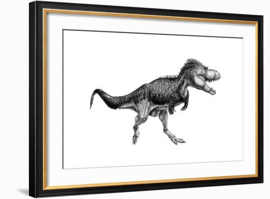 Black Ink Drawing of Albertosaurus Sarcophagus-null-Framed Art Print