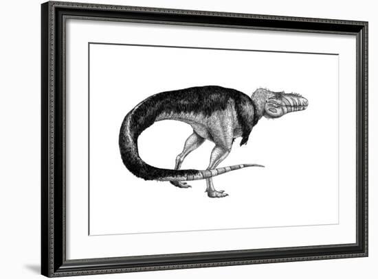Black Ink Drawing of Alioramus Remotus-null-Framed Art Print