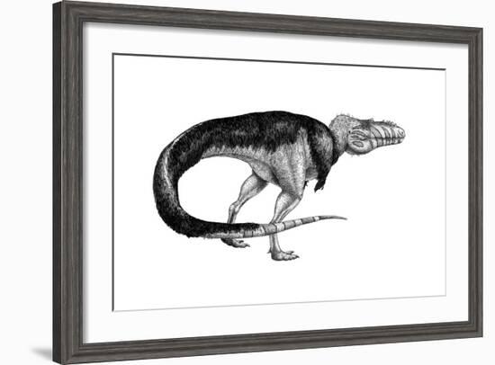 Black Ink Drawing of Alioramus Remotus-null-Framed Art Print