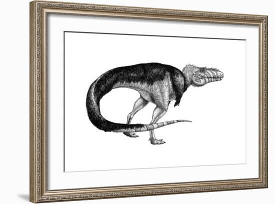 Black Ink Drawing of Alioramus Remotus-null-Framed Art Print