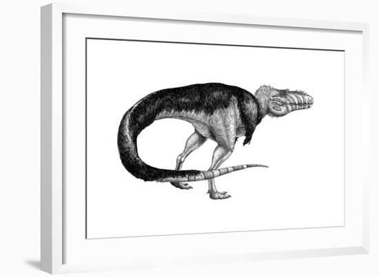 Black Ink Drawing of Alioramus Remotus-null-Framed Art Print