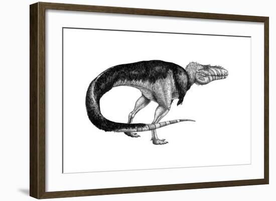 Black Ink Drawing of Alioramus Remotus-null-Framed Art Print