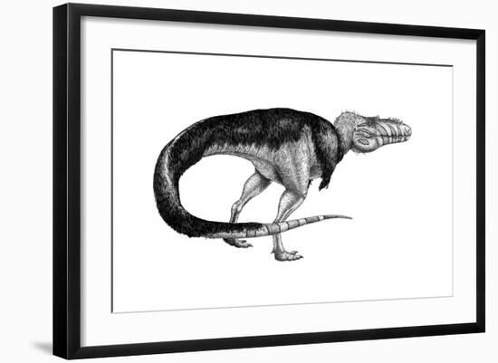 Black Ink Drawing of Alioramus Remotus-null-Framed Art Print