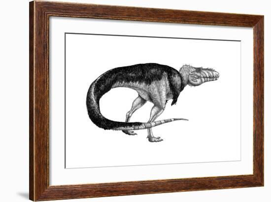 Black Ink Drawing of Alioramus Remotus-null-Framed Art Print