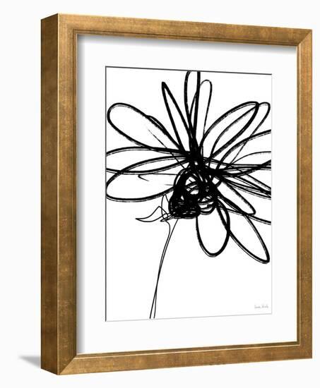 Black Ink Flower III-Linda Woods-Framed Art Print