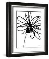 Black Ink Flower III-Linda Woods-Framed Art Print