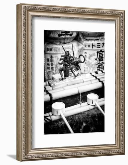 Black Japan Collection - Japanese Temple Fountain-Philippe Hugonnard-Framed Photographic Print