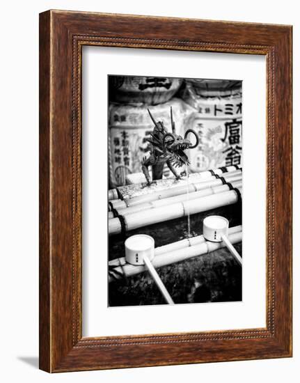 Black Japan Collection - Japanese Temple Fountain-Philippe Hugonnard-Framed Photographic Print