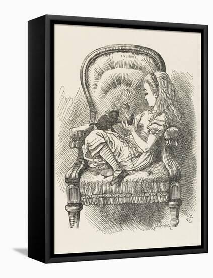 Black Kitten Alice and the Black Kitten-John Tenniel-Framed Premier Image Canvas