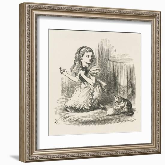 Black Kitten Alice Plays with the Kittens-John Tenniel-Framed Art Print