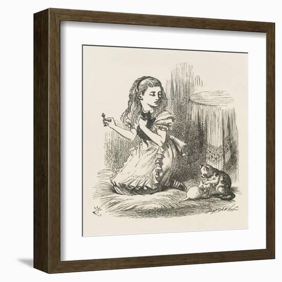 Black Kitten Alice Plays with the Kittens-John Tenniel-Framed Art Print