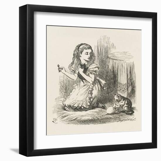 Black Kitten Alice Plays with the Kittens-John Tenniel-Framed Art Print