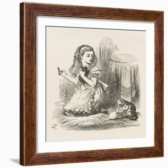 Black Kitten Alice Plays with the Kittens-John Tenniel-Framed Art Print