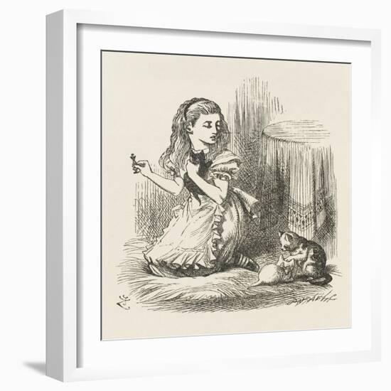 Black Kitten Alice Plays with the Kittens-John Tenniel-Framed Art Print