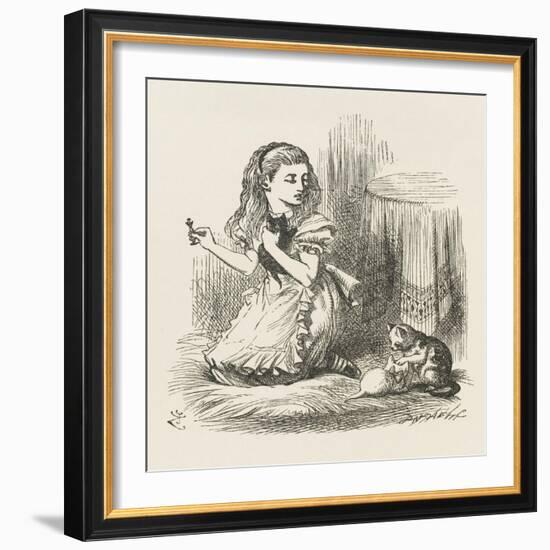 Black Kitten Alice Plays with the Kittens-John Tenniel-Framed Art Print