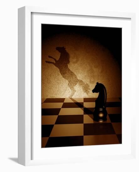 Black Knight With An Art Shadow As A Wild Horse-viperagp-Framed Art Print