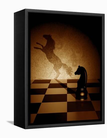 Black Knight With An Art Shadow As A Wild Horse-viperagp-Framed Stretched Canvas