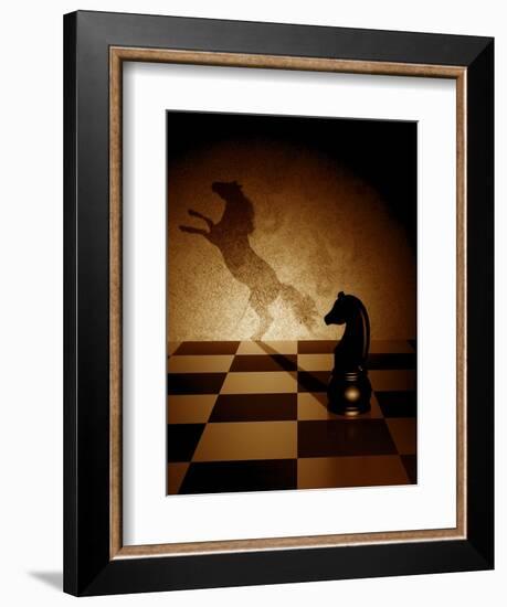 Black Knight With An Art Shadow As A Wild Horse-viperagp-Framed Art Print