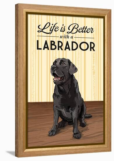 Black Lab - Life is Better-Lantern Press-Framed Stretched Canvas