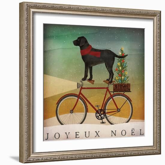 Black Lab on Bike Christmas-Ryan Fowler-Framed Art Print