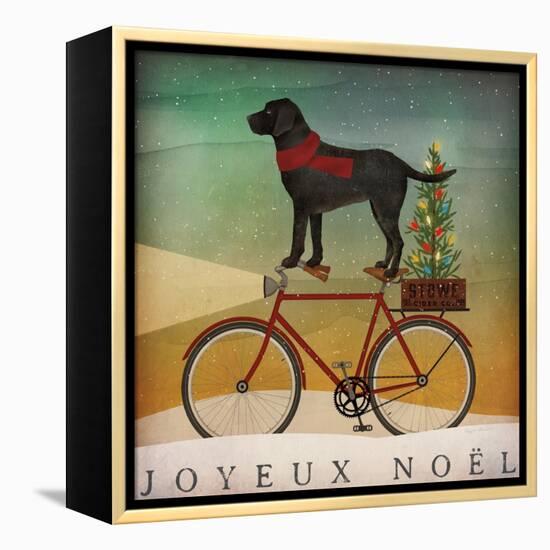 Black Lab on Bike Christmas-Ryan Fowler-Framed Stretched Canvas