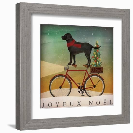 Black Lab on Bike Christmas-Ryan Fowler-Framed Art Print