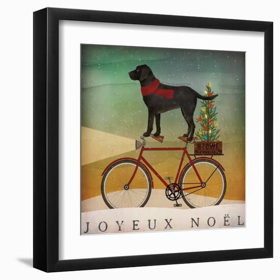 Black Lab on Bike Christmas-Ryan Fowler-Framed Art Print