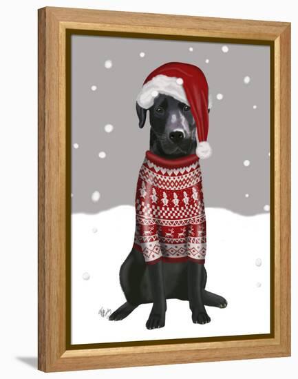 Black Labrador, Christmas Sweater 1-Fab Funky-Framed Stretched Canvas