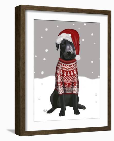 Black Labrador, Christmas Sweater 1-Fab Funky-Framed Art Print