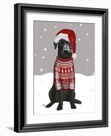 Black Labrador, Christmas Sweater 1-Fab Funky-Framed Art Print