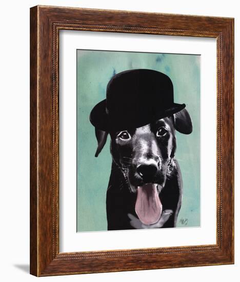 Black Labrador in Bowler Hat-Fab Funky-Framed Art Print