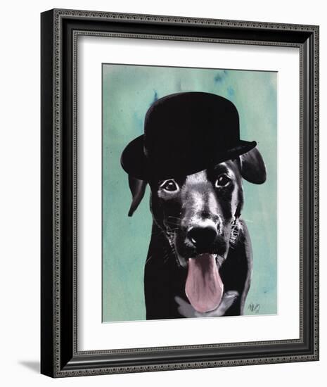 Black Labrador in Bowler Hat-Fab Funky-Framed Art Print