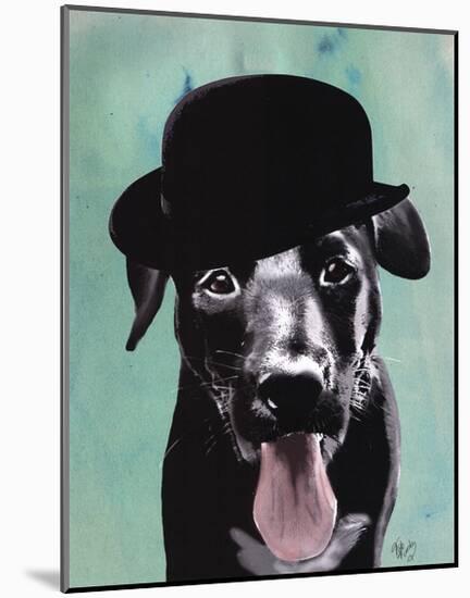 Black Labrador in Bowler Hat-Fab Funky-Mounted Art Print