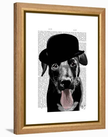 Black Labrador in Bowler Hat-Fab Funky-Framed Stretched Canvas