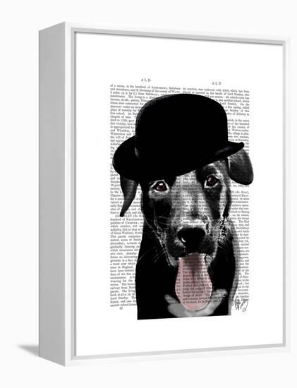 Black Labrador in Bowler Hat-Fab Funky-Framed Stretched Canvas