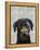 Black Labrador with Bone on Nose-Fab Funky-Framed Stretched Canvas