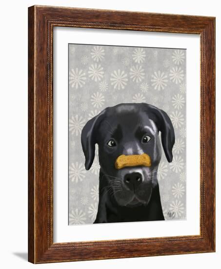 Black Labrador with Bone on Nose-Fab Funky-Framed Art Print