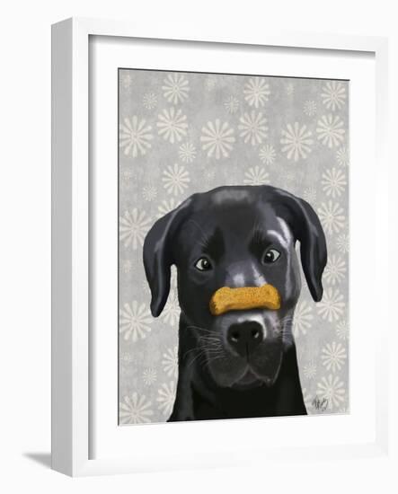 Black Labrador with Bone on Nose-Fab Funky-Framed Art Print