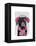 Black Labrador with Ear Muffs-Fab Funky-Framed Stretched Canvas