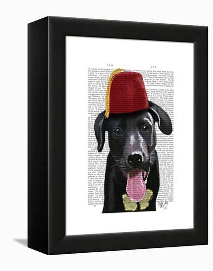 Black Labrador with Fez-Fab Funky-Framed Stretched Canvas