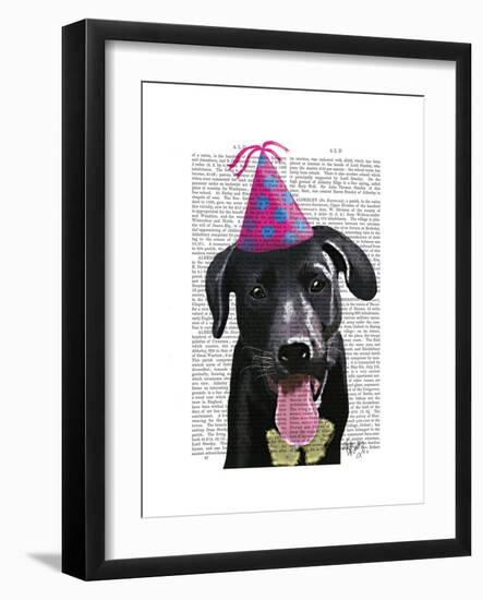 Black Labrador with Party Hat-Fab Funky-Framed Premium Giclee Print