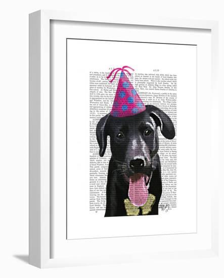 Black Labrador with Party Hat-Fab Funky-Framed Premium Giclee Print
