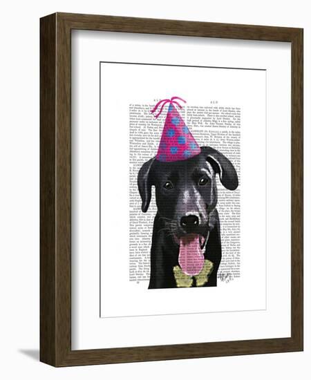 Black Labrador with Party Hat-Fab Funky-Framed Art Print