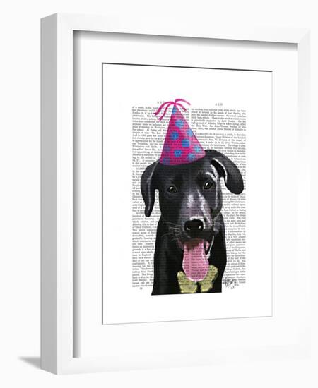 Black Labrador with Party Hat-Fab Funky-Framed Art Print