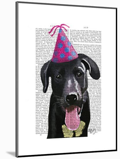 Black Labrador with Party Hat-Fab Funky-Mounted Art Print