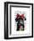 Black Labrador with Red Bow on Head-Fab Funky-Framed Art Print