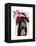 Black Labrador with Red Fascinator-Fab Funky-Framed Stretched Canvas