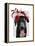 Black Labrador with Red Fascinator-Fab Funky-Framed Stretched Canvas