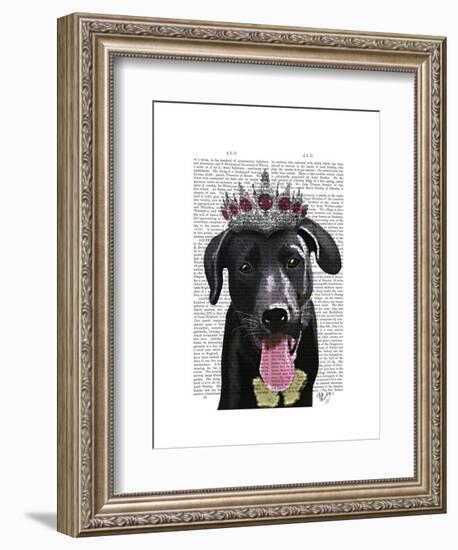 Black Labrador with Tiara-Fab Funky-Framed Art Print